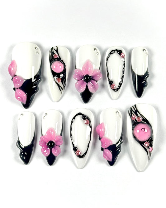 Set de press-on nails inspiré de The Sons of Death. Inspiré de la couverture et esthétique dark romance. Création artisanale Kapsule Nails.